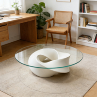 Table basse d'extérieur moderne en fibre de verre, table de salon/à thé de luxe pour salon, patio, jardin, cour, magasin, mobilier commercial