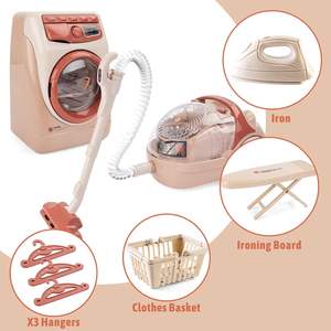 Ensembles de meubles pour enfants Mini <span class=keywords><strong>machine</strong></span> à <span class=keywords><strong>laver</strong></span> aspirateurs <span class=keywords><strong>fer</strong></span> à <span class=keywords><strong>repasser</strong></span> électrique jeu de rôle <span class=keywords><strong>jouet</strong></span> nettoyage appareils ménagers jouets - Product Image 4