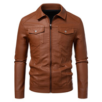 Blouson Motard Homme en Similicuir PU, Col Pointu, Fermeture Éclair Intégrale, Coupe Slim Décontractée, Mode Printemps Automne 2025