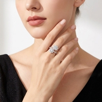 Bague en argent sterling S925 avec double tournesol en moissanite pour femme, bague de fiançailles de luxe entièrement pavée de diamants