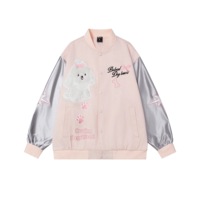 Manteau pour filles personnalisé col rond à manches longues veste épissée pour filles Style Preppy broderie de couleurs contrastées veste de baseball de grande taille