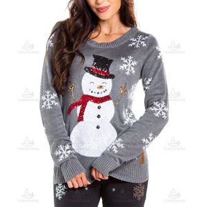 2026 Factory Custom New Snowman <strong>Christmas</strong> Sweater Snowflakes <strong>Christmas</strong> <strong>Jumper</strong> for <strong>Women</strong> - Product Image 4