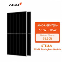 Panneau solaire double vitrage Aiko STELLAR 780W 790W 800W AIKO-A-GRH78DW, cadre noir, panneau photovoltaïque