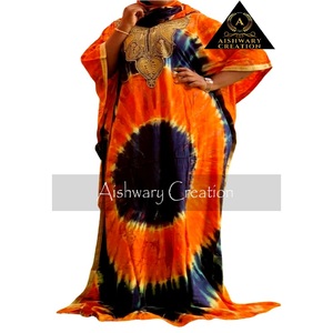 Summer Tie Dye Modern Style Long Loose Kaftan Dress Fashion Trend Casual Bohemian Ethnic Indian Pattern Capes Dress for Women - Product Image 2