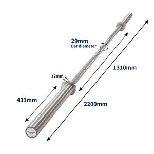 บาร์ยกน้ำหนักสเตนเลส1500LB 2.2ม. ใช้สำหรับยิมบาร์เบลตรง