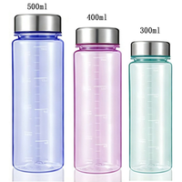Bouteille Tritan en acier inoxydable de 500 ml (16 oz) avec couvercle, graduations de capacité, compatible lave-vaisselle, réutilisable, pour le thé, la gym et l'école