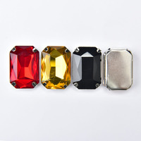 Strass rectangulaire en verre de haute qualité, taille 13*18 mm, avec trou, brillant, pour accessoires de vêtements et loisirs créatifs