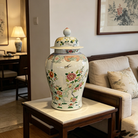 Pot en porcelaine Famille Rose de Jingdezhen, 72 cm de haut, motif floral pivoine et hirondelle, pot à gingembre en céramique