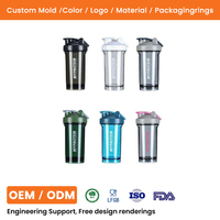Bouteille shaker de nutrition sportive ODM avec système de mélange à mécanisme de couvercle moulé sur mesure et profil de corps personnalisé