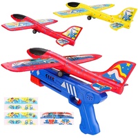 Nouveauté 2022 Avion en mousse à lancer avec lanceur d'avion Éjection en un clic Tir à la catapulte Jouets d'avion pour enfants