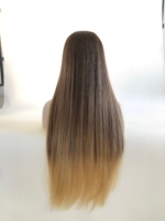 Peluca Judía Kosher SDD Super Double Drawn con Puntas Gruesas, Sin Cabello Corto, Ombre Marrón Rubio, Sin Enredos