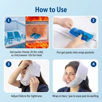 Compresse de gel réutilisable CSI pour les joues, chaude ou froide, en tissu non tissé, avec sangle de fixation réglable