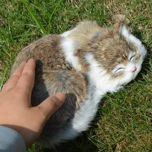 Statue de <span class=keywords><strong>chaton</strong></span> réaliste en fourrure douce bouclée, chat en peluche fait main, décoration pour la maison ou le bureau, cadeau de collection pour les amoureux <span class=keywords><strong>des</strong></span> chats - Product Image 6