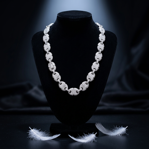 Collier pour homme en argent sterling 925 plaqué or 18 carats, style hip-hop, avec perles en moissanite VVS, chaîne à maillons glacés, tailles 5 mm, 7 mm, 10 mm - Product Image 1