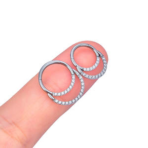 एटम F136 टाइटेनियम 16g नाक सेप्टम छल्ले डबल स्टैक cz क्लिकर इयररिंग्स हेलिक्स लोब शंकु डेथ कान - Product Image 6