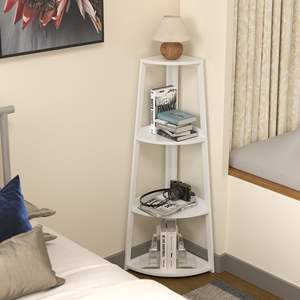 Étagère d'angle en bambou Étagère d'angle en bambou à 4 niveaux Étagère d'angle en bambou à échelle ouverte, support d'étagère moderne dans le salon OEM/ODM - Product Image 5