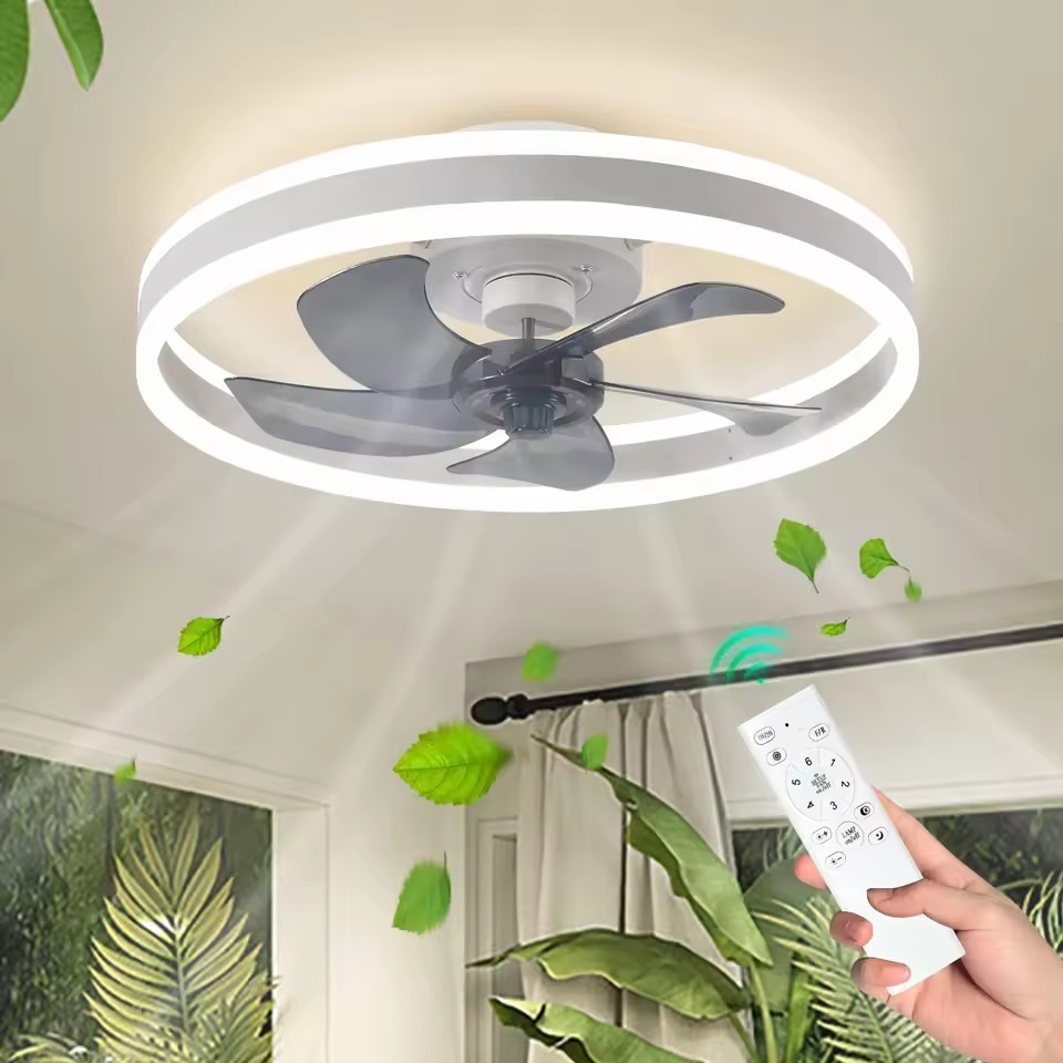 New Decorative High Chandelier with Blade Led Ceiling Fan Lamp and Remote Control Modern