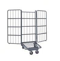 Rouleau de conteneur en maille zinguée avec roues en PU de 5 pouces, pratique pour la logistique d'entrepôt et les chariots de magasinage