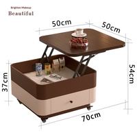 Nouvelle table basse carrée en bois massif 2026, meuble TV, mobilier de maison, salon, petit appartement, mobile, relevable, style médiéval