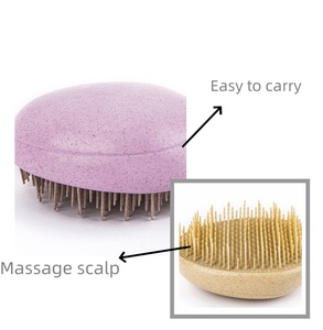 Benutzer definiertes Logo Weizens troh Mini Eierform Massage Haar Kamm Detang ler Bürste Luftkissen Bürste Massage Kopfhaut Für Frauen Männer Kind - Product Image 4