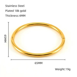 Round Smooth <b>Plain</b> <b>Ring</b> Bracelet for Women, Simple Stainless Steel Bracelet That Does Not Fade for Women Fashion Jewelry - Product Image 6