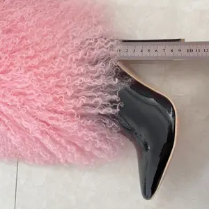 Designer Fur Women Boots High Thin Heel Platform Cosplay Casual Party Warm Boots Shoes Ladies