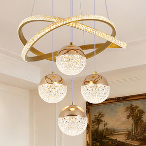 Lampu Gantung LED 3 Warna USA Stock Golden Aluminum Iron 100cm dengan Kawat yang Dapat Diganti untuk Dekorasi Dalam Ruangan - Product Image 1