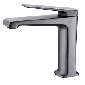 <span class=keywords><strong>Robinet</strong></span> de lavabo à poignée unique, à montage sur plan, en laiton brossé gris canon, style nordique, luxe léger, eau chaude et froide, pour la maison et l'hôtel - Product Image 5