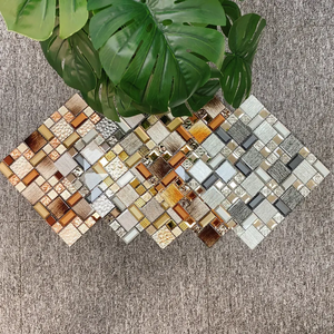 Mosaïque de carreaux de verre brillant laminé et galvanoplastie cristal mélange de carreaux de mosaïque en métal - Product Image 6