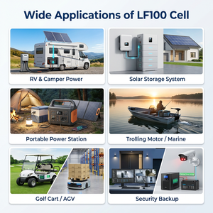 Sel Baterai LiFePO4 100Ah 3.2V Berkualitas Tinggi Prismatic LFP LF100LA untuk Aplikasi Penyimpanan Energi RV, Kelautan, Surya, dan Off-Grid - Product Image 5