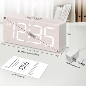 Reloj de Escritorio de Madera con Números Grandes, USB, Eléctrico, con <span class=keywords><strong>Alarma</strong></span> Fuerte <span class=keywords><strong>para</strong></span> Personas con Sueño Pesado, Movimiento Electrónico Digital <span class=keywords><strong>para</strong></span> Dormitorios - Product Image 6
