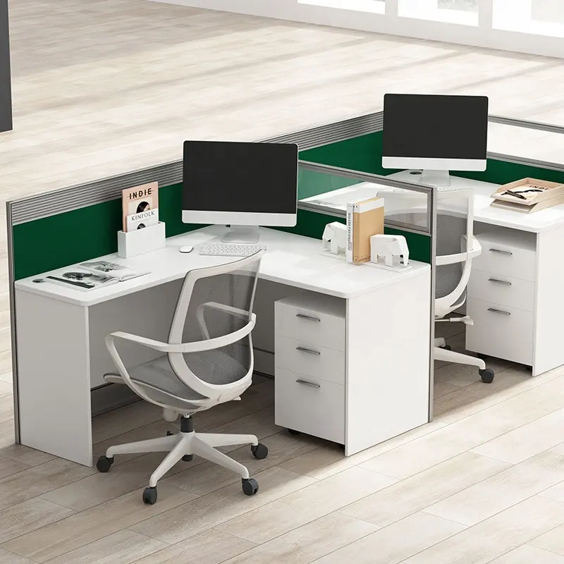 Набор офисной мебели в современном стиле, маленький угловой офисный разделительный стол на 2 сиденья