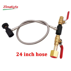 Estación de Llenado de CO2 Zimakyfa, Adaptador de Carga para Tanques con Manguera Trenzada de Acero Inoxidable de 24 Pulgadas W21.8-14 0.825"-14NGOG1/2-14 Grande - Product Image 2