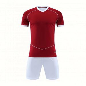 Wholesale Custom 100% Polyester Plus Size Quick Dry Breathable Soccer Uniform Kits <b>Red</b> and Blue - Product Image 2