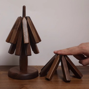 Kitchen Tree Shape <b>Trivet</b> Set Foldable Cup Holder Wooden Coasters for Europe Style Restaurants - Product Image 4