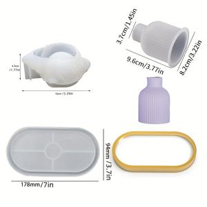 3-piece Conch şamdan Oval tepsi vazo bir dizi silikon kalıp el işi alçı beton ev dekorasyon masaüstü süs - Product Image 6