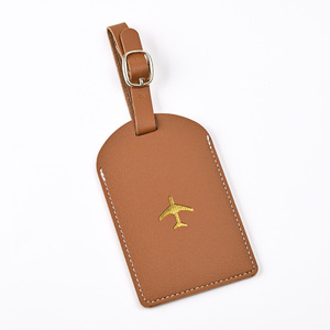 Étiquette de bagage en cuir imperméable et durable avec logo d'avion en feuille d'or couleur personnalisée pour voyages internationaux - Product Image 5