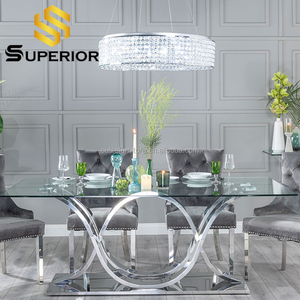 <span class=keywords><strong>De</strong></span> metal gris <span class=keywords><strong>mesa</strong></span> <span class=keywords><strong>de</strong></span> <span class=keywords><strong>comedor</strong></span> <span class=keywords><strong>de</strong></span> vidrio 6 sillas 2020 nuevos muebles <span class=keywords><strong>para</strong></span> el hogar - Product Image 3