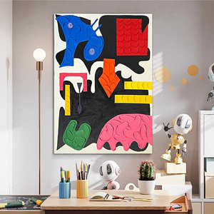 Hand Painted Abstract Oil Painting Colorful Textured Canvas Art For Living Room Entryway Dining Decor Rectangle No <b>Frame</b> - Product Image 4
