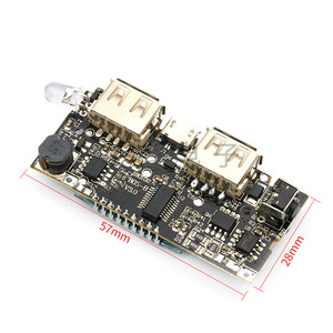 Placa de carga de batería DIY 18650 con doble salida USB y pantalla, 57x28mm - Product Image 1
