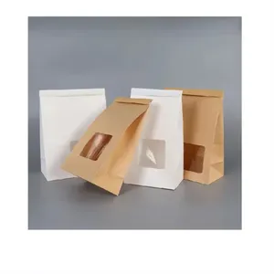 Hot selling wholesale kraft paper bag offset printing recyclable custom packaging paper bag square bottom paper bag for food