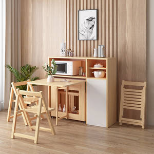 Mesa de Comedor Plegable Estilo Crema para Apartamentos Pequeños, Mesa de Comedor Rectangular con Sillas, Mesa Plegable, Mesa para Comer. - Product Image 4