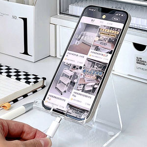 Acrylic Transparent Plastic Yuuyo <b>Foldable</b> Minimalist Design Desktop Phone Stand for <b>Desk</b> Use - Product Image 2