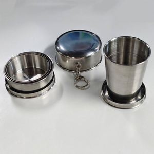 Camping Travel Camping Portable Mug Stainless Telescopic Stainless Steel Folding Water Drinking Cup with <b>Key</b> <b>Chain</b> - Product Image 3