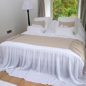 Campioni di supporto sciarpa da letto di lusso lino arricciato biancheria da letto in puro lino Runner - Product Image 5