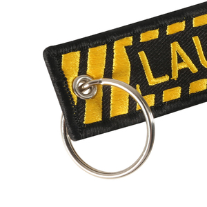 Porte-clés brodé personnalisé de haute qualité pour moto, étiquette tissée brodée LAUNCH KEY, jet tag promotionnel - Product Image 4