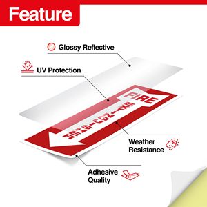 Autocollants d'avertissement en aluminium rouge et blanc de 12x4 pouces, autocollants pour <span class=keywords><strong>extincteur</strong></span>, flèche, durables, résistants aux intempéries, imprimés en sérigraphie - Product Image 2