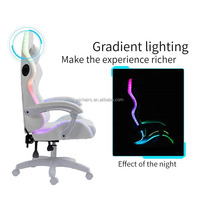 Chaise de jeu PC d'ordinateur en cuir blanc bon marché Silla Gamer Led RGB Chaise de jeu de massage de course avec lumières et