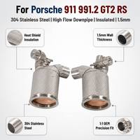 Katup Vakum Aliran Tinggi 200CELL Downpipe Exhaust Head untuk Porsche 911 991.2 GT2 RS Sistem Performa Instalasi Sempurna 1:1