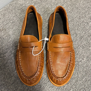Men's Leather Loafers Coffee Brown Solid Color <b>Slip</b> <b>On</b> Low Heel Casual Shoes Sewing Sole - Product Image 1